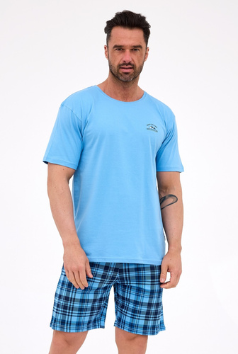 Мъжка пижама Cornette 326/311 Ready 2 синя - памучна, къс ръкав, удобна и стилна