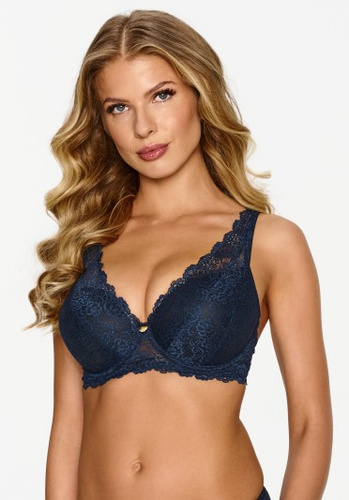 2618 Lupoline сутиен - тъмносин гел пуш-ъп с дантела