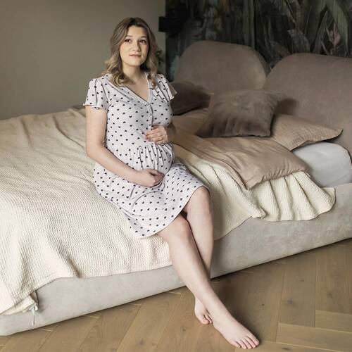 Нощница за бременни и кърмачки Linda Eevi - бежова