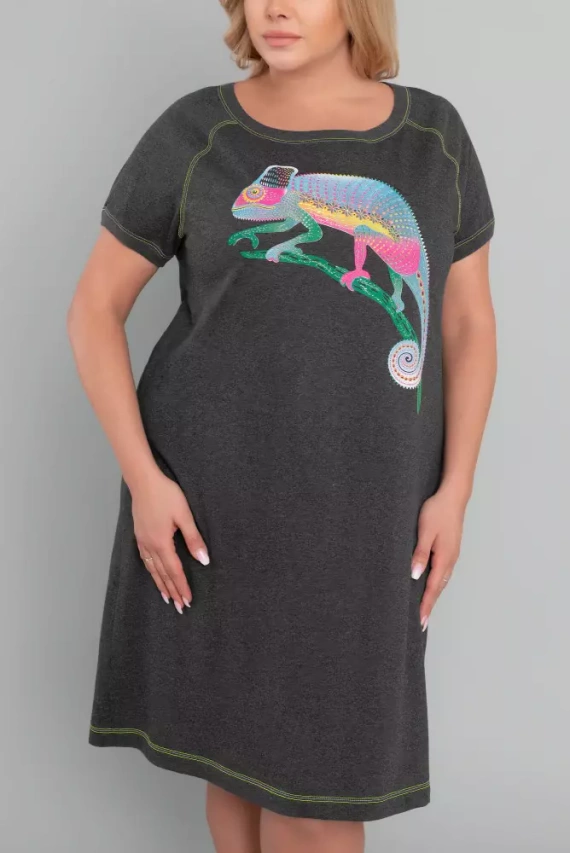 Volta нощница с къс ръкав Италианска мода - тъмен меланж/зелено