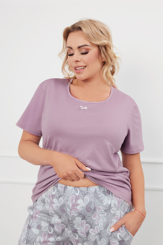 Ibena Дамска пижама с къс ръкав и 3/4 панталон Италианска мода - heather/print