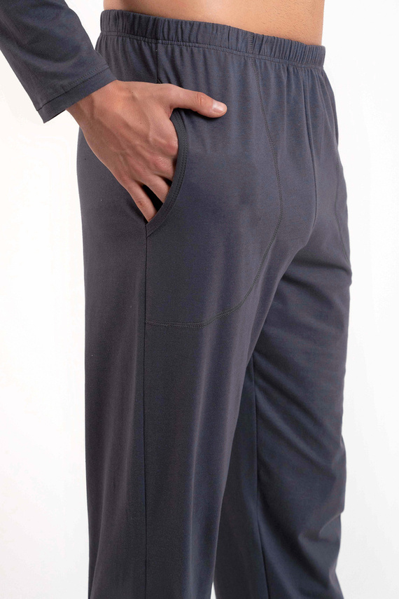 Lars Мъжка пижама с дълъг ръкав и дълъг панталон Италианска мода - графит/графит