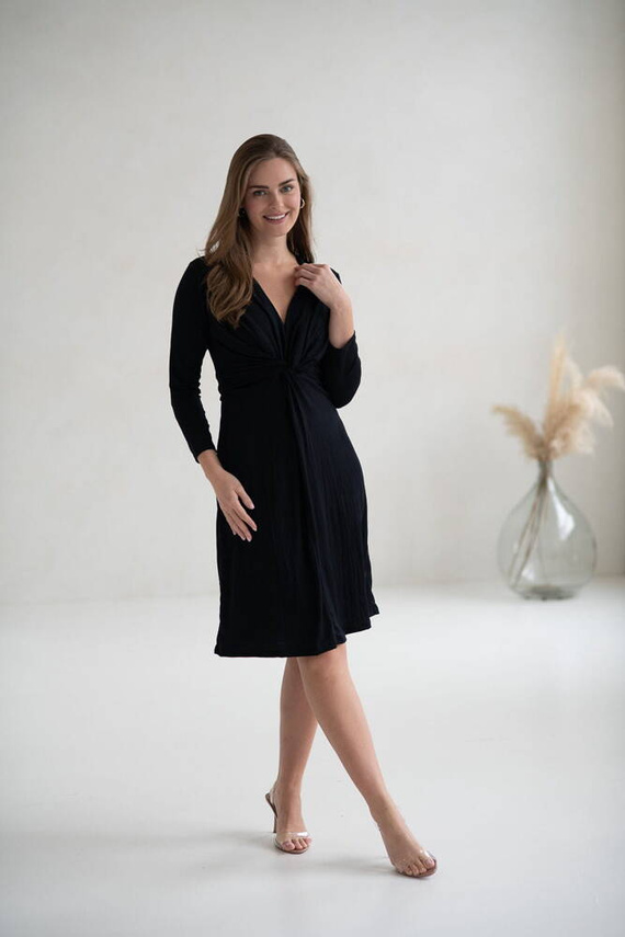 Loop рокля за бременни и кърмачки, 7/8 ръкав, Milk&Love, черна