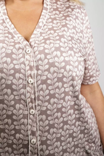 Ramira Дамска пижама с къс ръкав и 3/4 панталон Италианска мода - принт/капучино