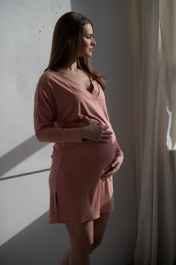 Нощница за бременни и кърмачки Moon bamboo с дълъг ръкав Milk&Love билкова роза