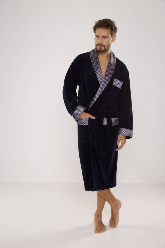 773 Мъжки форекс халат за баня Bonjour - тъмносин