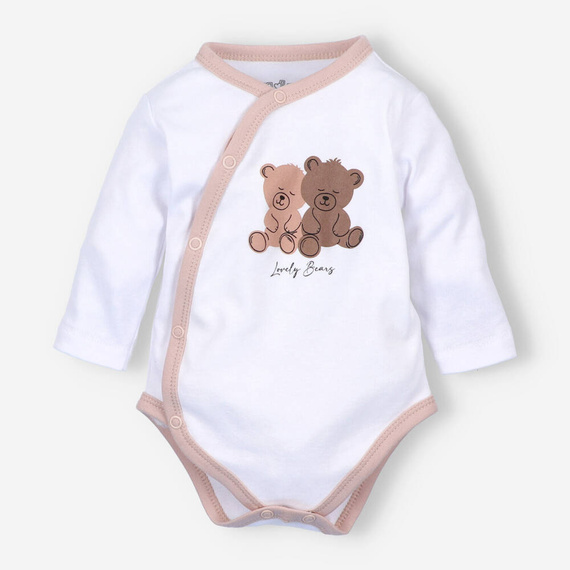 Бяло боди с плик от органичен памук Sweet Bears Nini