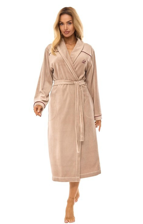 2508 Дамски халат L&L - бежов