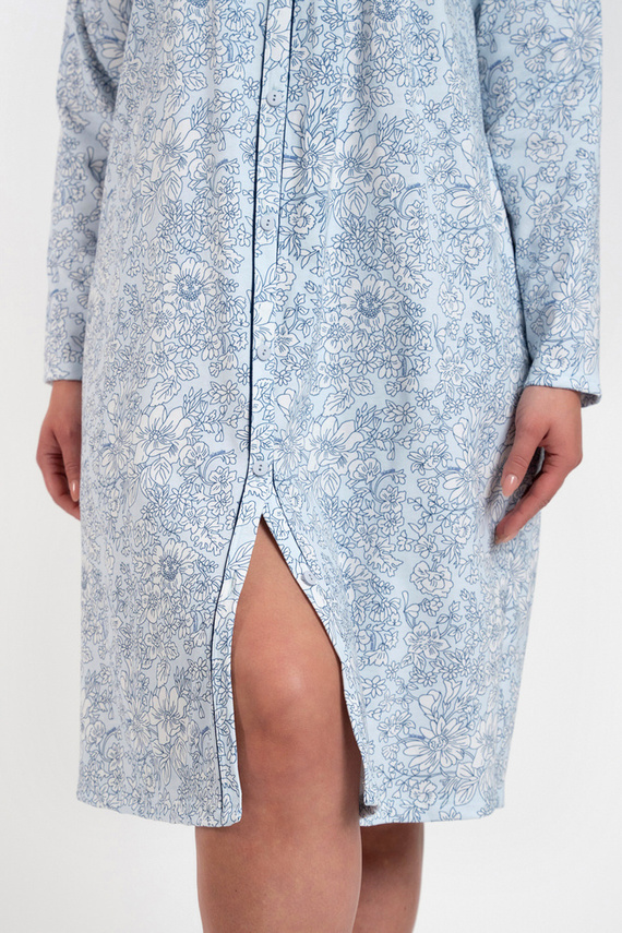 Нощница Talita с разкопчани копчета Италианска мода - син принт 