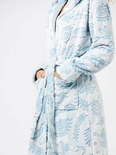 LGL 535 Дълъг дамски халат Key-син