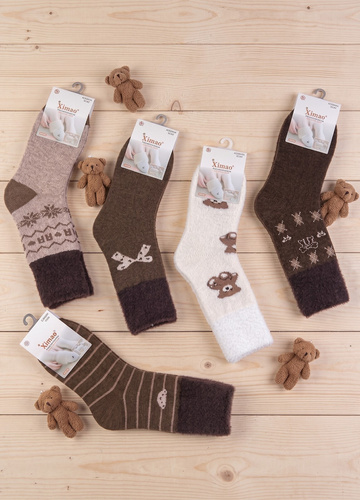 Xintao WiK 3141 wz.5 Дамски чорапи Merino 88% вълна топли-3 кафяви