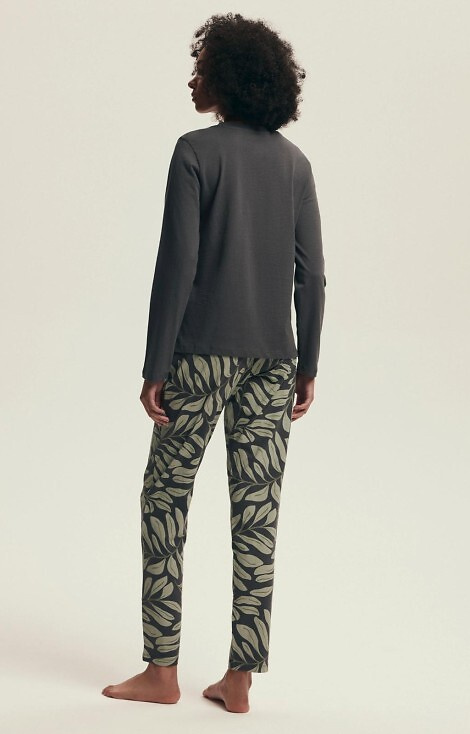 43685 Дамска пижама Danna Henderson Grey - Памучна, Ботанически принт