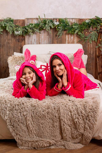 627 Soraya Дамски къс халат Forex - малина / сиво