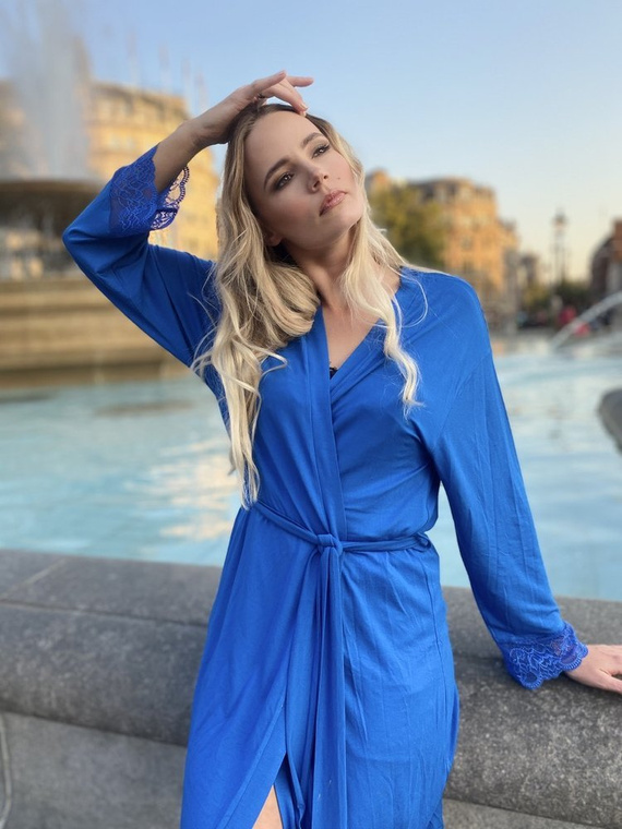 412 Dagmara Къс дамски халат Forex - метличина