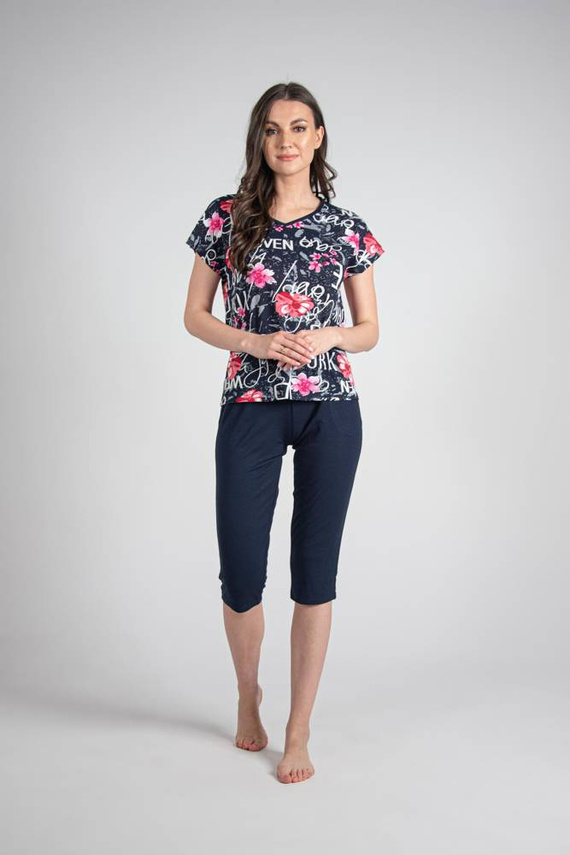 676 Дамска пижама Forex с подметка - тъмно синьо