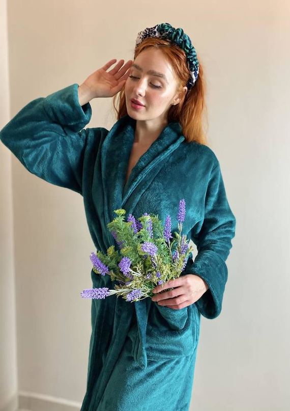 628 Abigail Дълъг дамски халат Forex - зелен