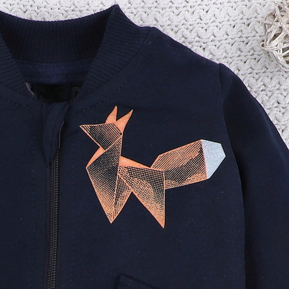 ABN-5395 Fun Origami Суичър с цип от органичен памук Nini тъмносин