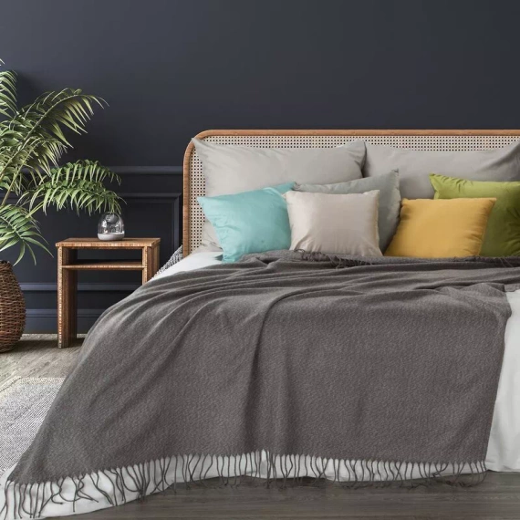 Акрил 5 Тъкано одеяло с ресни. Стоманени еврозавеси