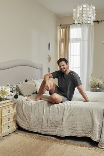 Abel Мъжка пижама с къс ръкав, къси панталони Италианска мода - графит/принт