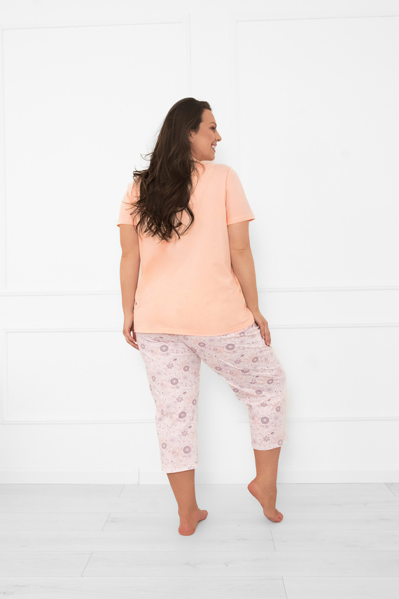 Дамска пижама Satui - памучна, с къс ръкав и 3/4 панталон Италианска мода  