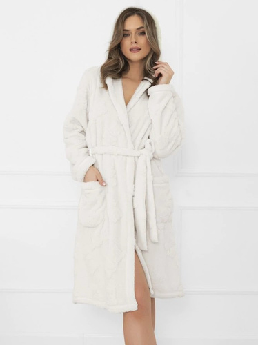 Дамски плюшен халат Италианска мода - с качулка, топъл, мек двуполюсен