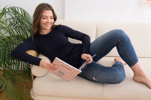 Блуза Ibiza Дамска блуза с дълъг ръкав Италианска мода - тъмно синьо