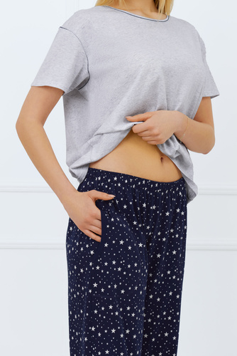 Arugia Дамска пижама с къс ръкав и дълъг панталон Италианска мода - меланж/принт