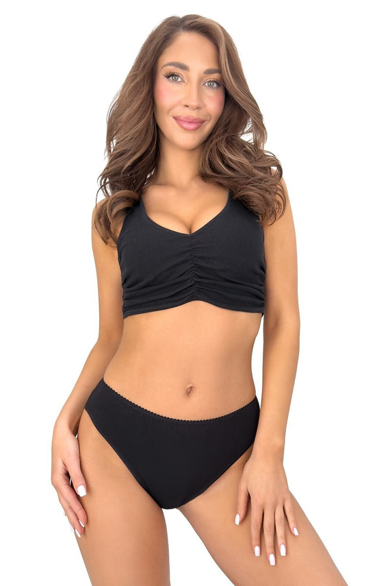 DONNA 264 Памучни дамски бикини с дантела, удобни за всеки ден, черни
