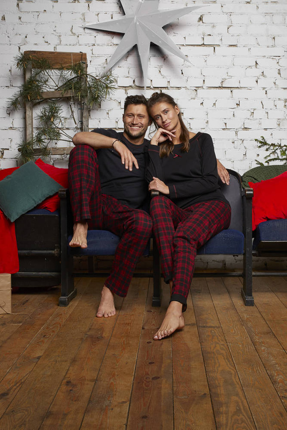 Ordesa Дамска пижама с дълъг ръкав и дълъг панталон Италианска мода - черно/принт