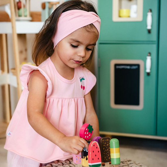 Боди туника за момиче Eevi Cherry розова черешки памук