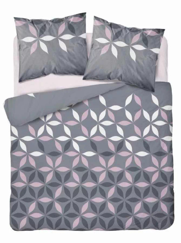 5024 A Спално бельо от микрофибър с цветя Detexpol сиво