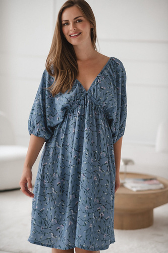 Milk Sun Milk&Love синя рокля за бременни и кърмачки на цветя