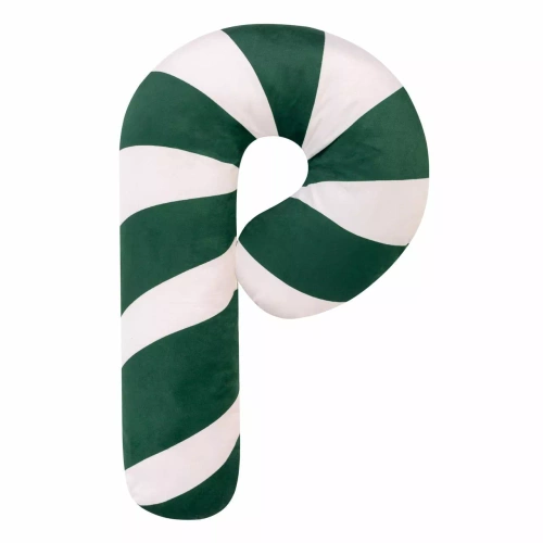 Коледна възглавница във формата на захарен бастун 35x57 зелено-бяло кадифе NL24 „Изпод иглата и конеца“