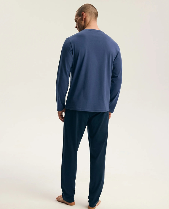 Henderson Flock 45491 Мъжка пижама Steel Blue Дълга 100% памук