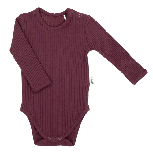 217097 Памучно боди Alisa Nicol – бордо, рипсено, дълъг ръкав