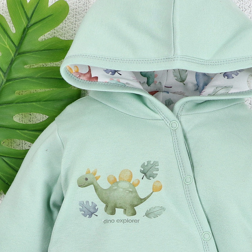 ABN-5578 Dino Explorer Изолиран бебешки гащеризон, изработен от органичен памук от Nini – екологичен и безопасен