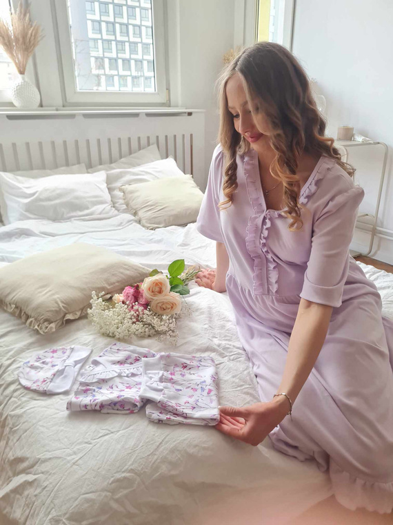 34NA Natalie Koszula nocna Marija – 100% bawełna, ciążowa i do karmienia, z falbanką