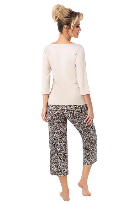 Дамска пижама Omari 3/4 Donna, бежова - 3/4 ръкав, 95% вискоза, лека и женствена