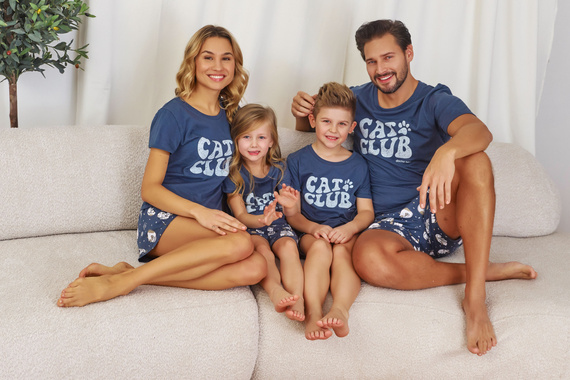 7205 Унисекс детска пижама Doctor Nap "Cat club" - наситено синя