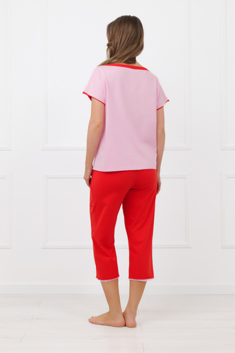 Дамска пижама Sabrina Italian Fashion 100% памук – къс ръкав, панталон 3/4