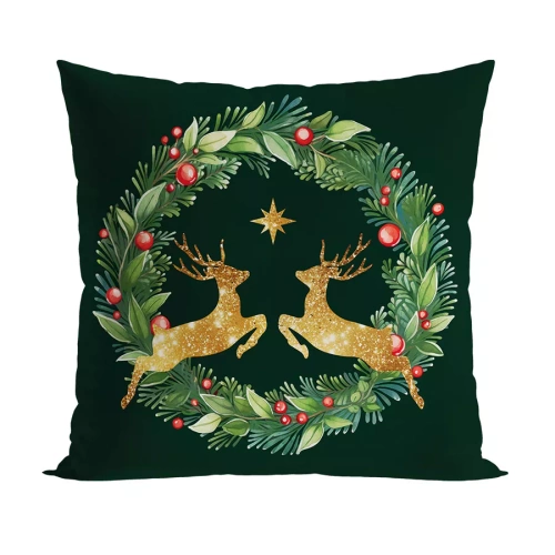 TBN293 Коледна възглавница Златен елен Marquisette