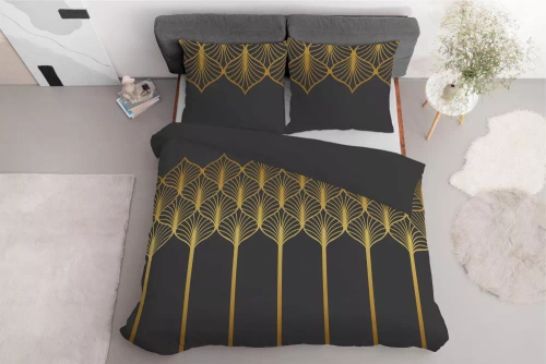 5225 A Спално бельо от сатен с геометричен мотив Detexpol черно