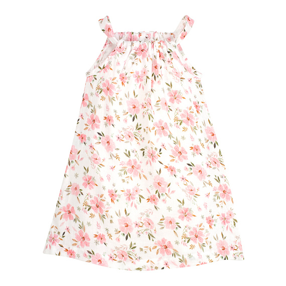 Цветя екрю Пинокио ​​муселин рокля презрамки с цветен принт