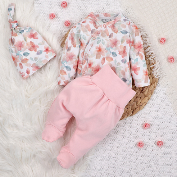 ABN-5411 Kolorowe Kwiatki Body kopertowe z długim rękawem Nini