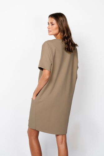 Karina Дамска туника с къс ръкав Италианска мода - камилска