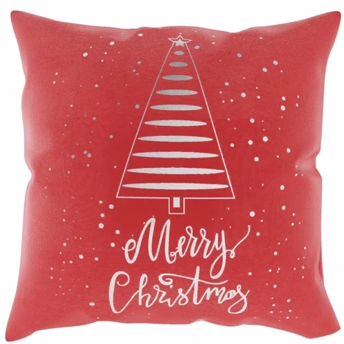 Дърво Весела Коледа Коледна калъфка От Игла и Конец червена