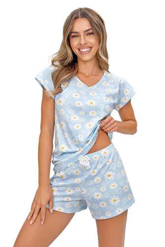 Дамска пижама Donna 3/4 Margaret памук, къс ръкав цветен принт