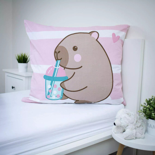 Памучно спално бельо 140x200 Капибара розова 70x90 Jerry Fabrics