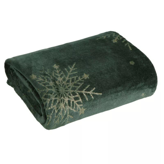 Коледно одеяло Eurofirany зелено – меко микрофибърно одеяло, 240 г/м²