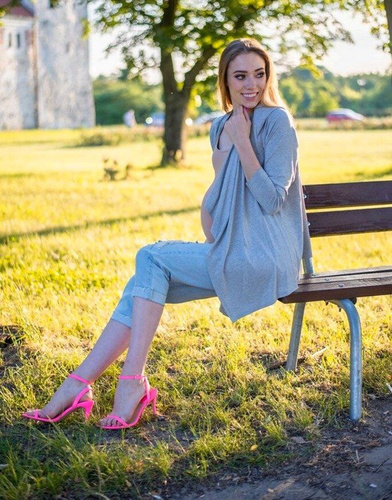 552 Letni Kardigan Sweterek Damski MIRACLE  - jasny melanż 